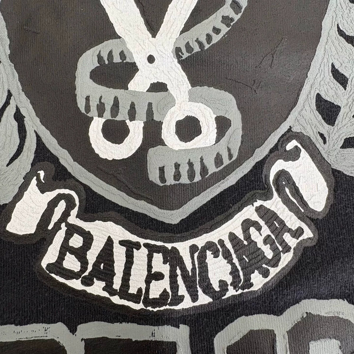Balenciaga Black Logo Scissor Graffiti Print Short Sleeve Top