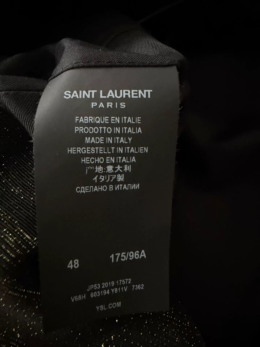 Saint Laurent SS20 Black Gold Thread Jacquard Blazer