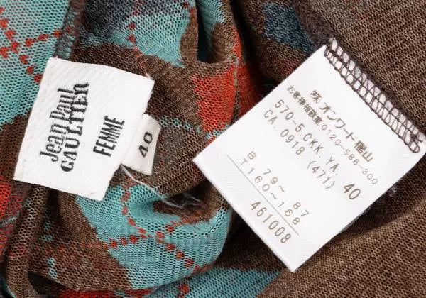 Jean Paul Gaultier Vintage Plaid Mesh Top