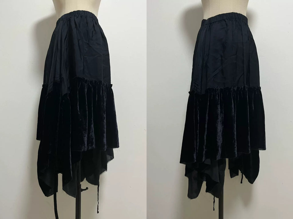 Comme des Garçons Rei Kawakubo Tricot Line Velvet Patchwork Skirt