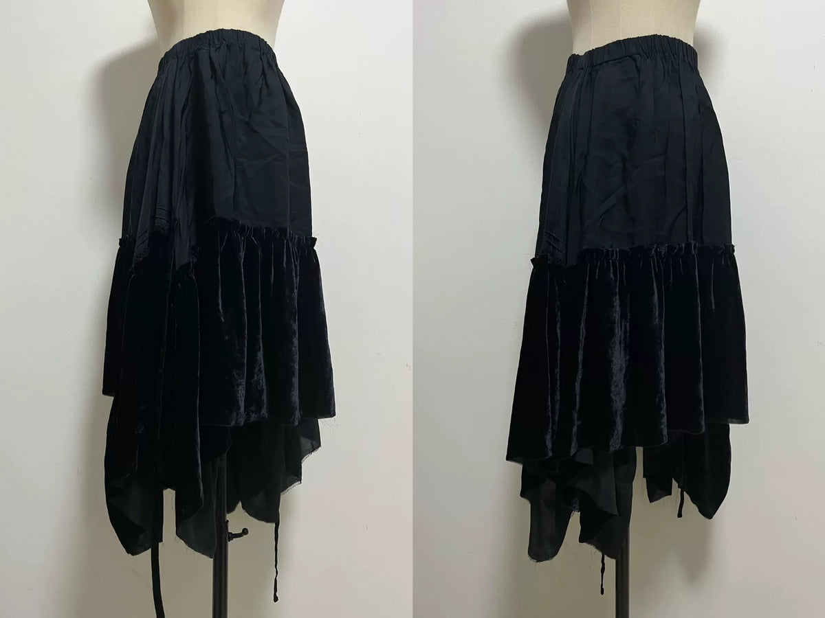 Comme des Garçons Rei Kawakubo Tricot Line Velvet Patchwork Skirt