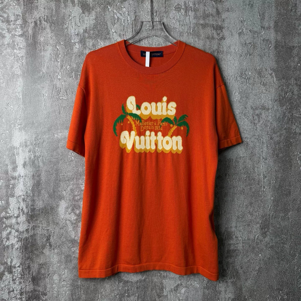 Louis Vuitton Palm Tree Letter Knit Short-Sleeve