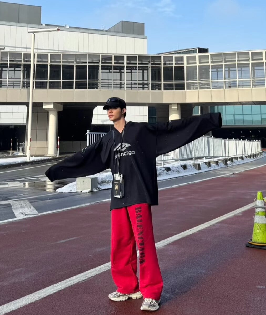 Balenciaga Red Logo Pants
