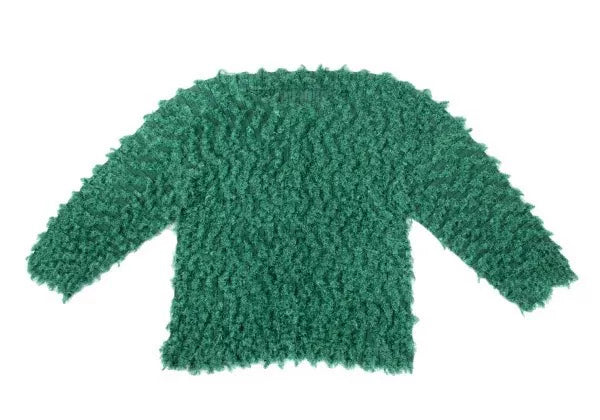 Issey Miyake Vintage Green Faux Fur Pleated Top