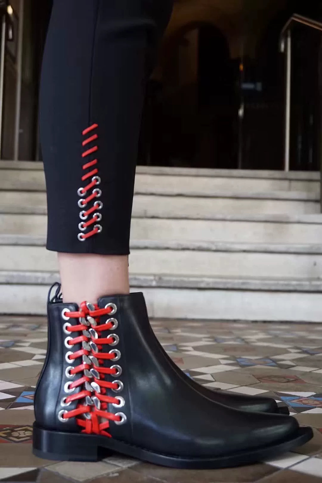 Alexander McQueen FW17 Black Chain Lace-Up Boots