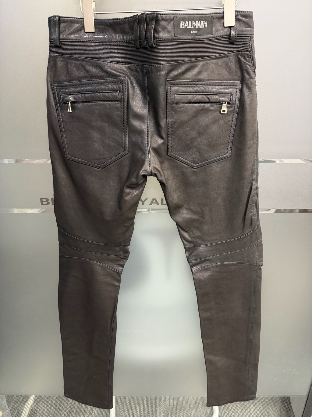 Balmain biker leather pants