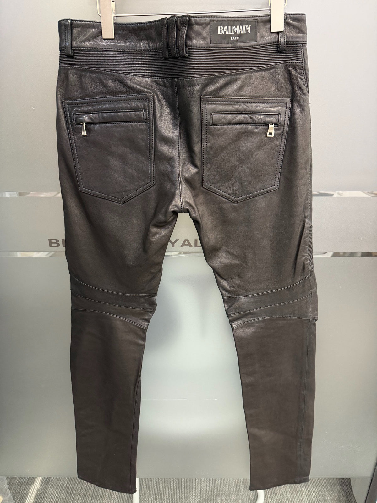Balmain biker leather pants