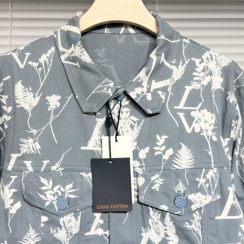 Louis Vuitton 2023 All-Over Print Cotton Single-Breasted Blue Jacket