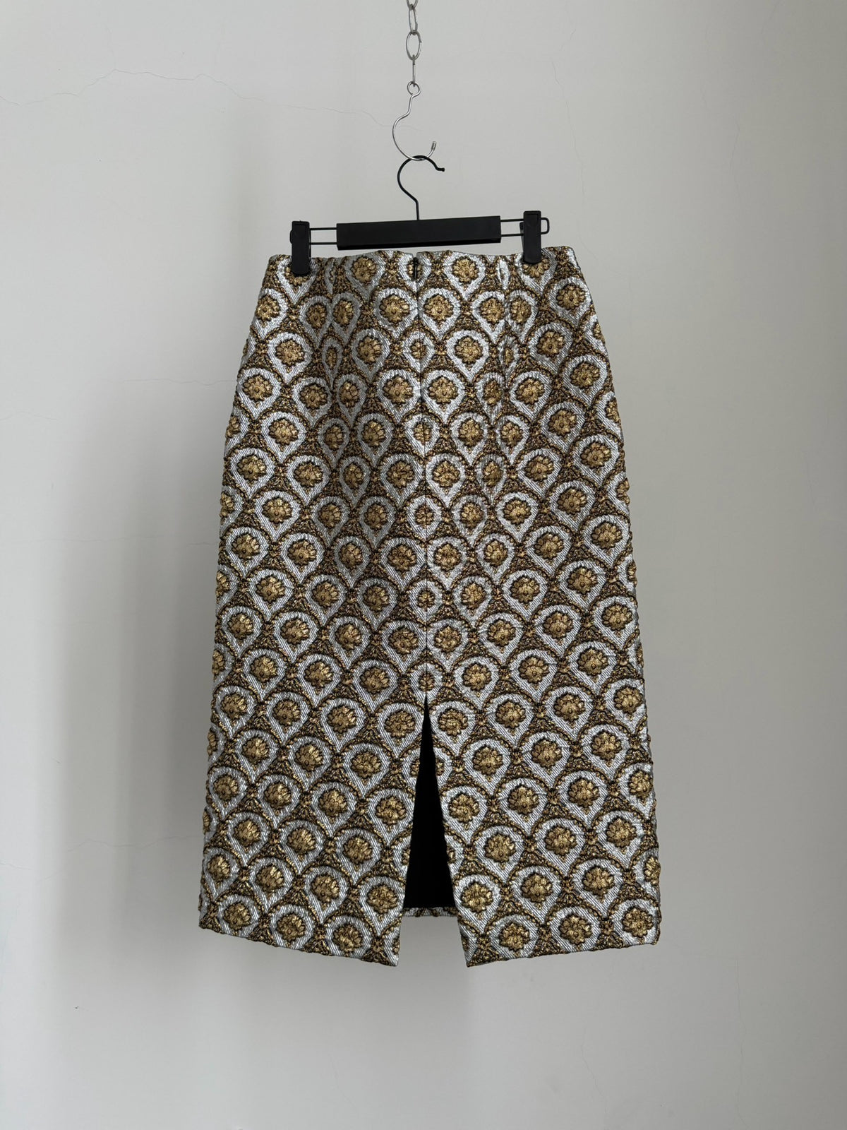 Dries van Noten Midi Gold Plaid Silk Skirt