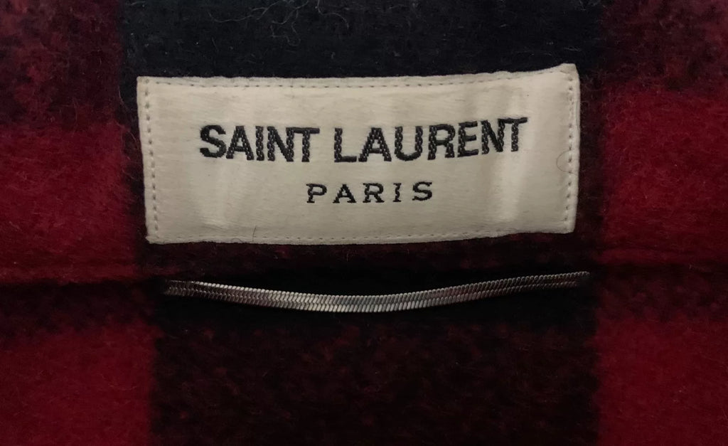 Saint Laurent 13FW Pocket Red Black Plaid Wool Flannel Jacket