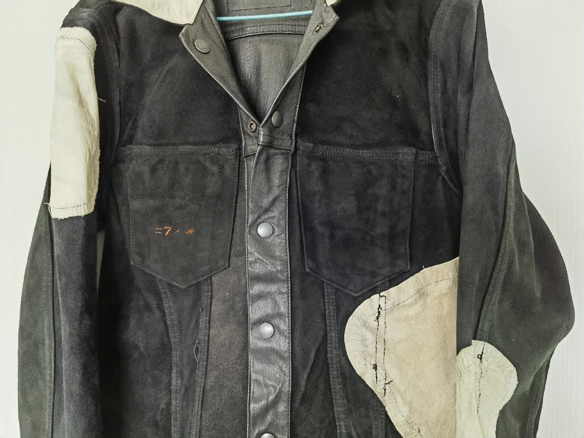 Yohji Yamamoto reversible boiled egg stitching leather jacket