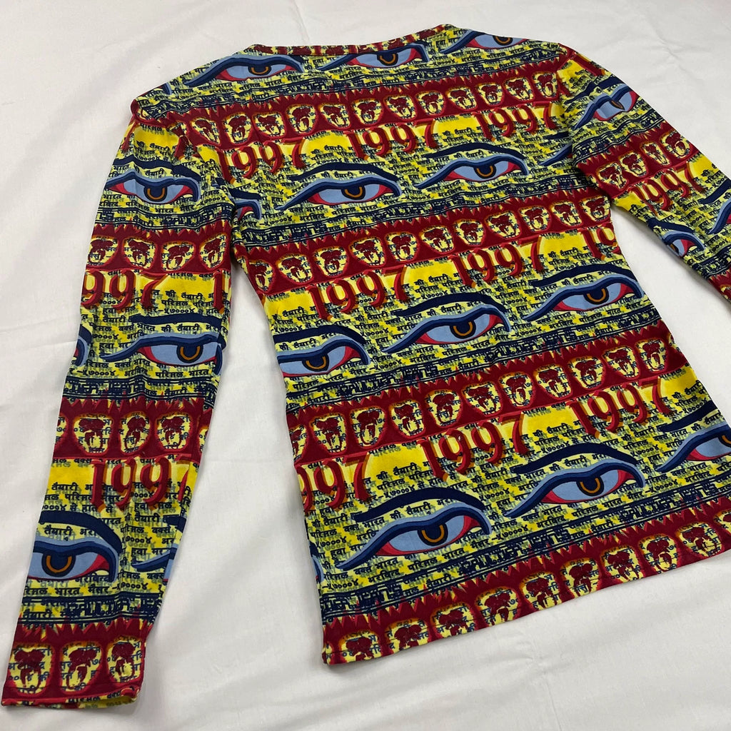 1997 Spring/Summer Jean Paul Gaultier Eye of Wisdom Print Stretch Long-Sleeve T-Shirt