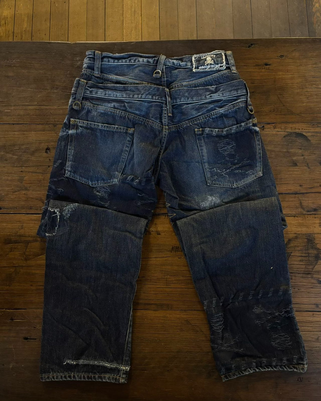 mastermind Japan SS12 SizeS Indigo Identity Double Waist Washed Denim Jeans