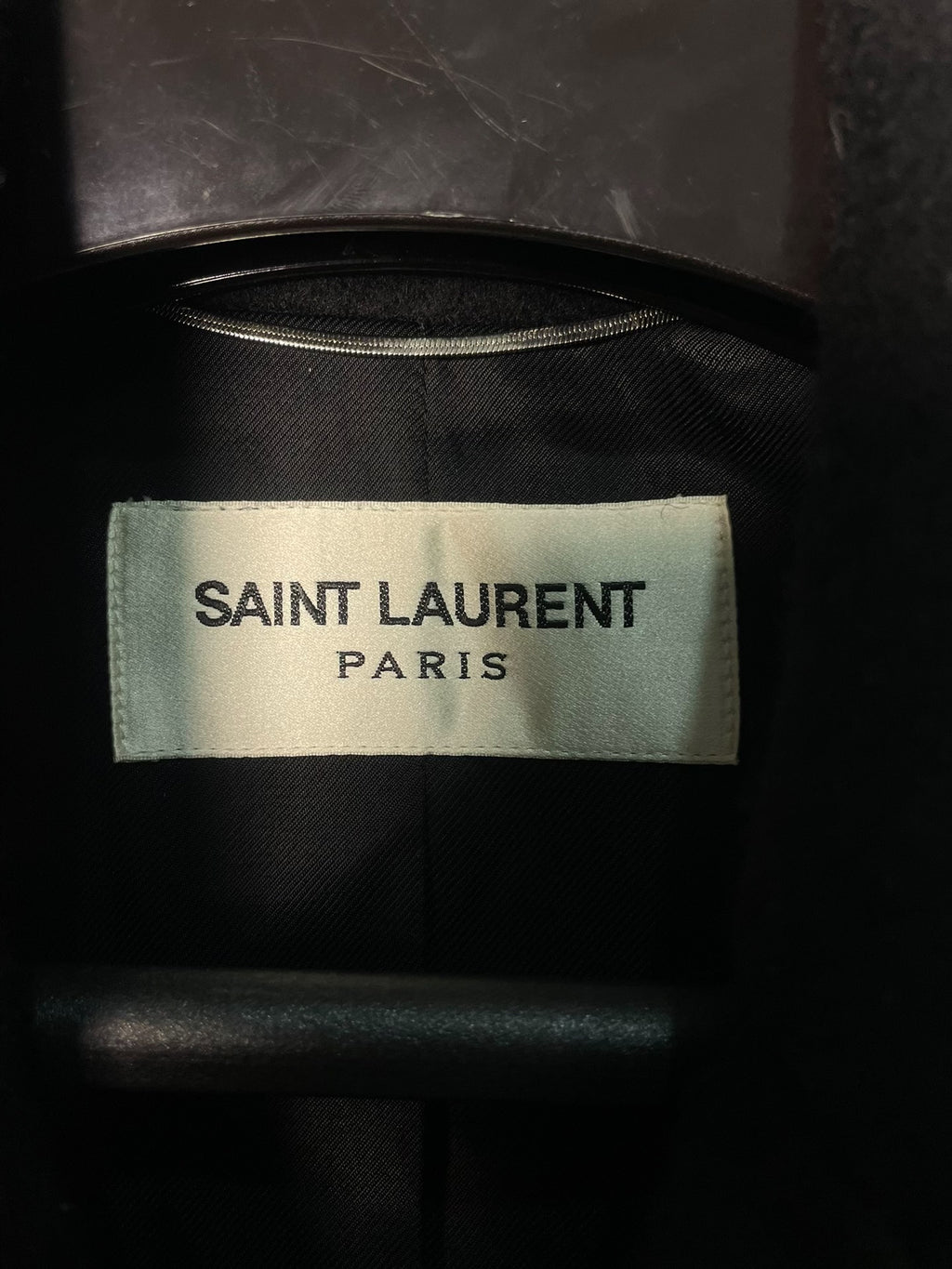 Saint Laurent FW14 Black Wool Anchor Button Double-Breasted Coat