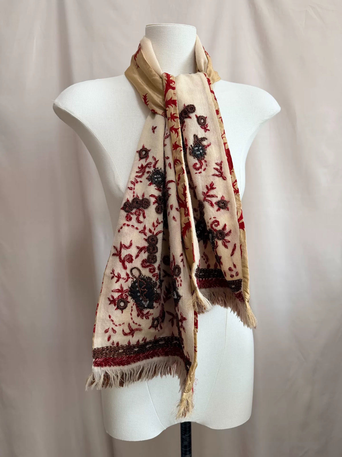 Dries Van Noten Embroidered Tassel Scarf