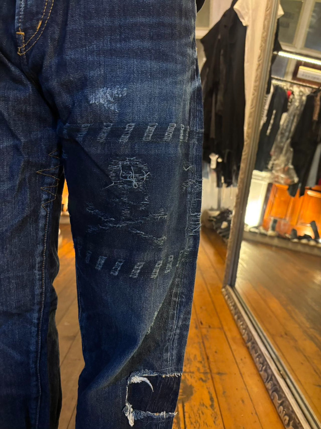 mastermind Japan SS12 SizeS Indigo Identity Double Waist Washed Denim Jeans
