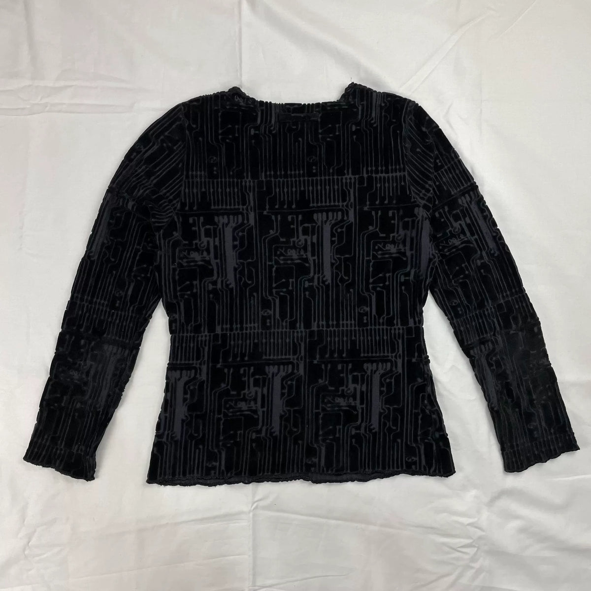 1995 Fall/Winter Jean Paul Gaultier Cyber Circuit Board Velvet Mesh Tattoo Top