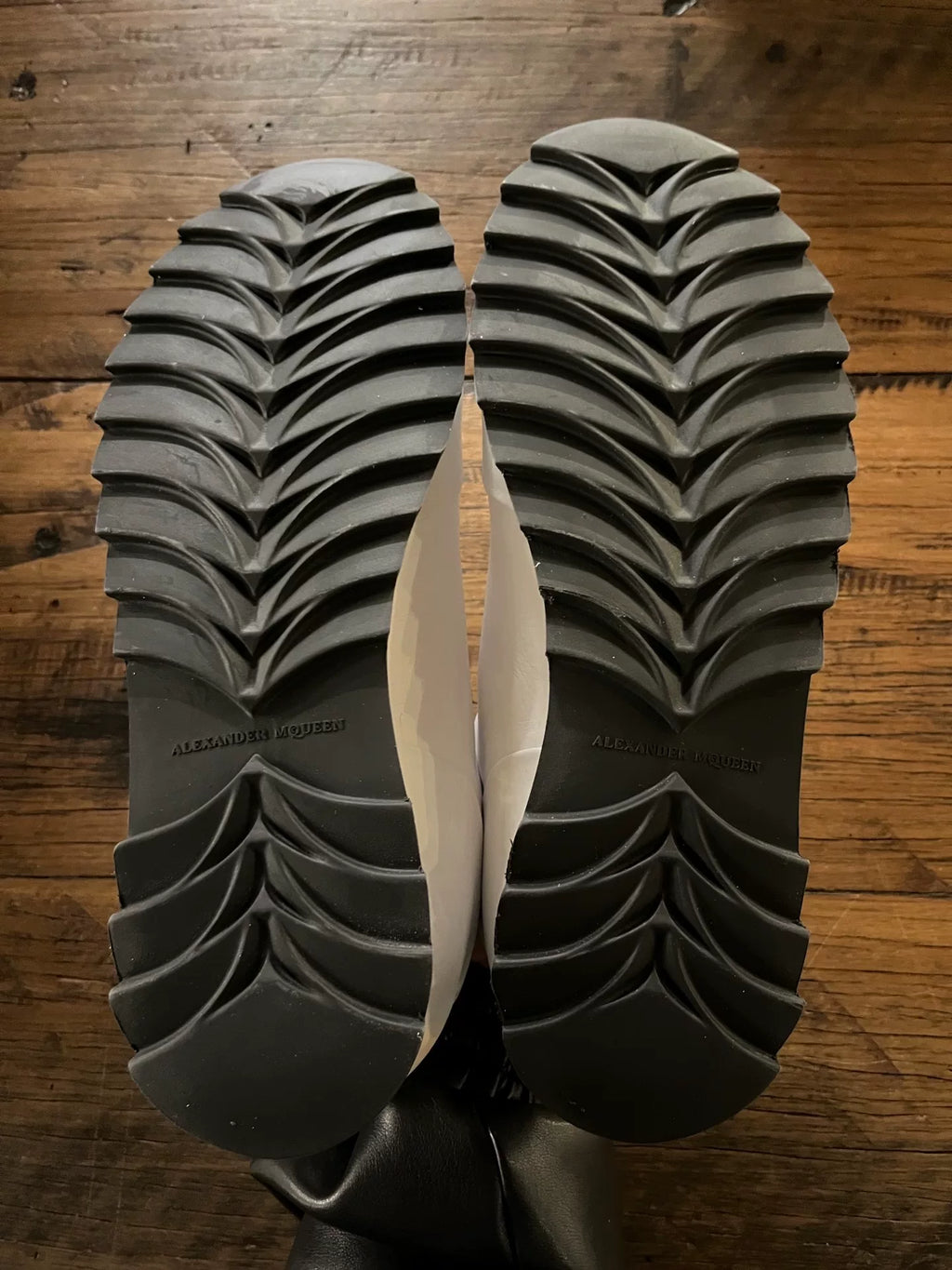 Alexander McQueen SS15 White Feather Print Leather Sneakers