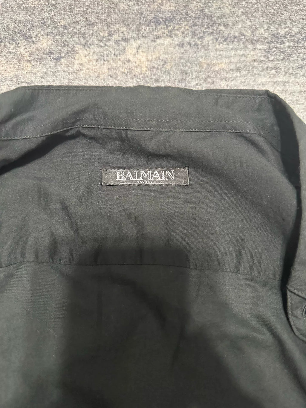 Balmain Fw1 FW17 Black Draped Hidden Placket Cotton Shirt