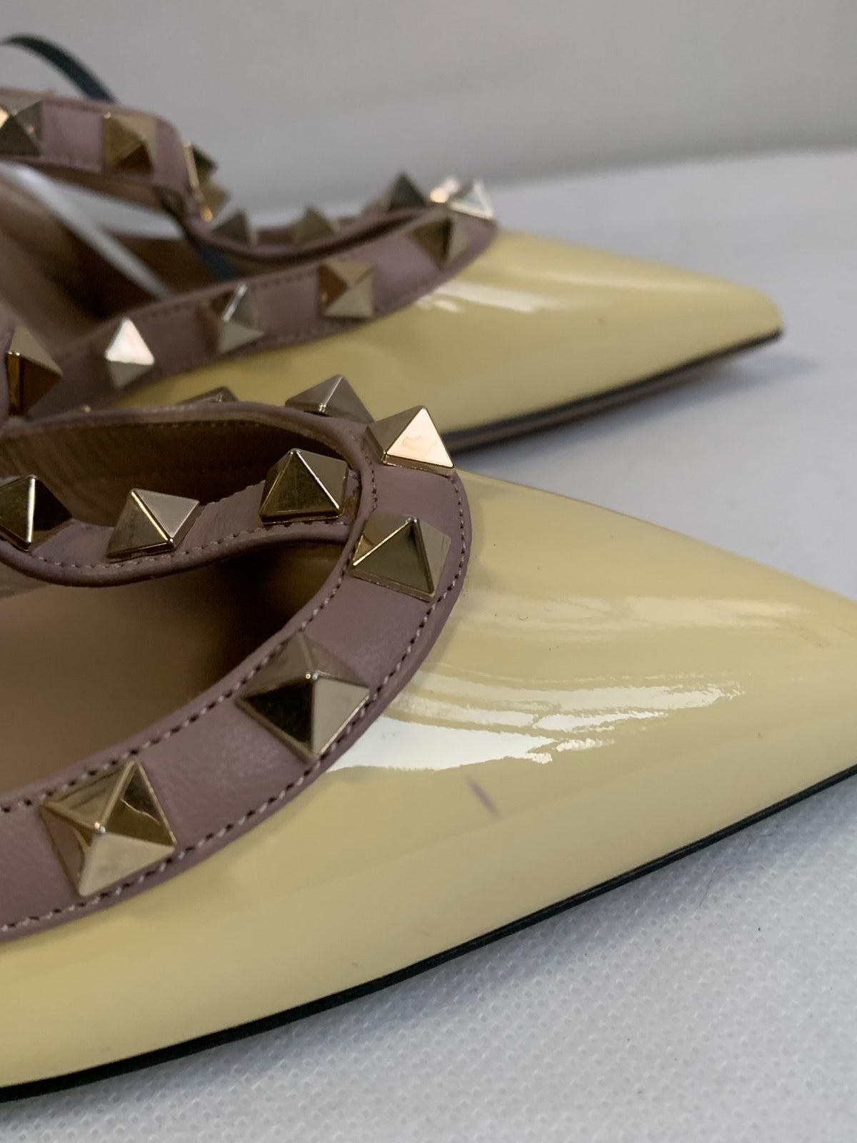 Valentino Gold Stud Patent Leather Pointed-Toe Heels