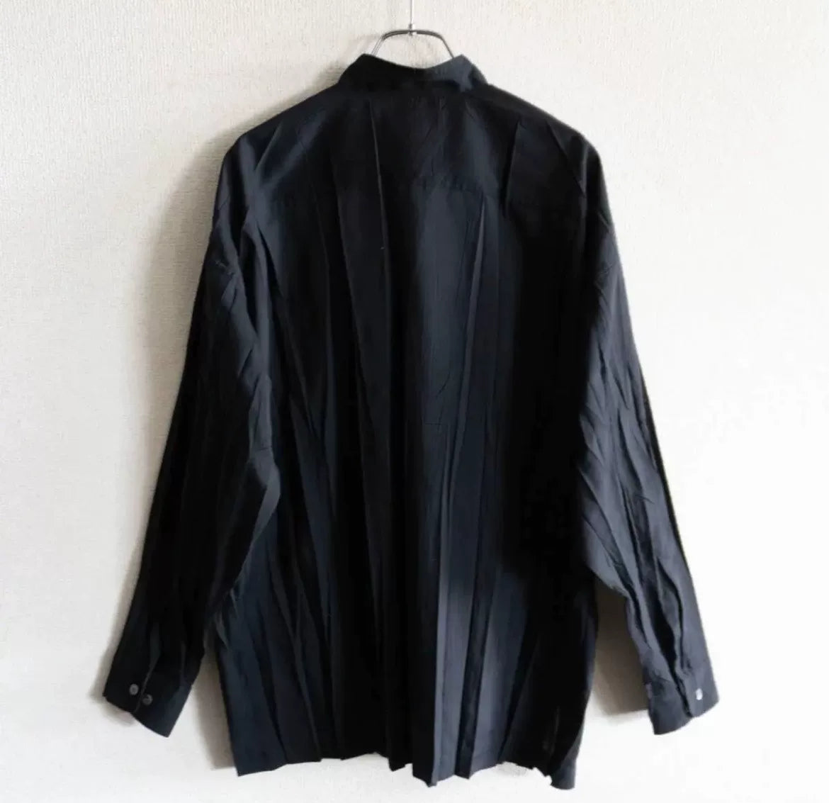 Issey Miyake Black Pleated Long Sleeve Shirt