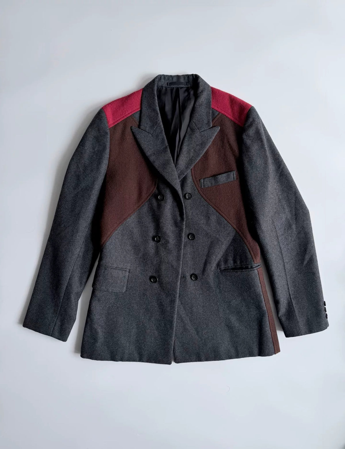 COMME DES GARCONS AW03 Grey Geometric Curve Wool Jacket