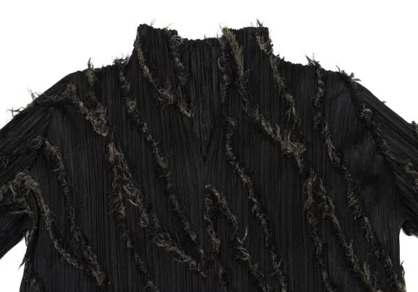 Issey Miyake Vintage Black Faux Fur Pleated Top