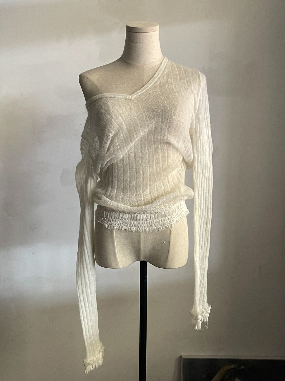 Ann Demeulemeester 'Spider Web White Snow' Mohair Knit Top