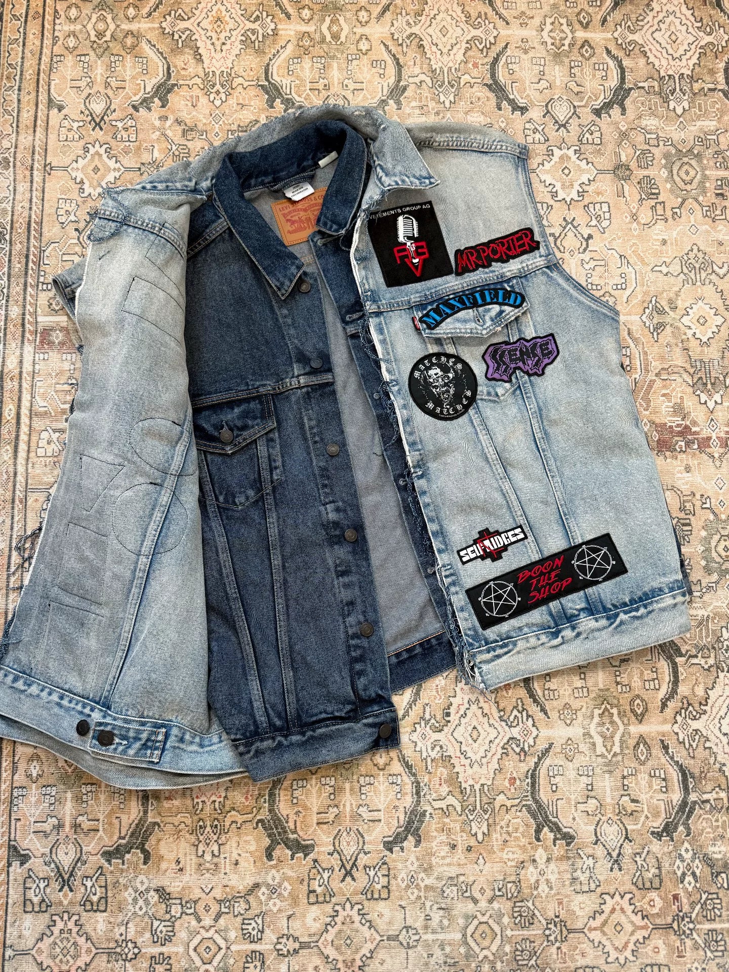 Vetements x Levi's Collaborative Double-Layer Patchwork Denim Vest