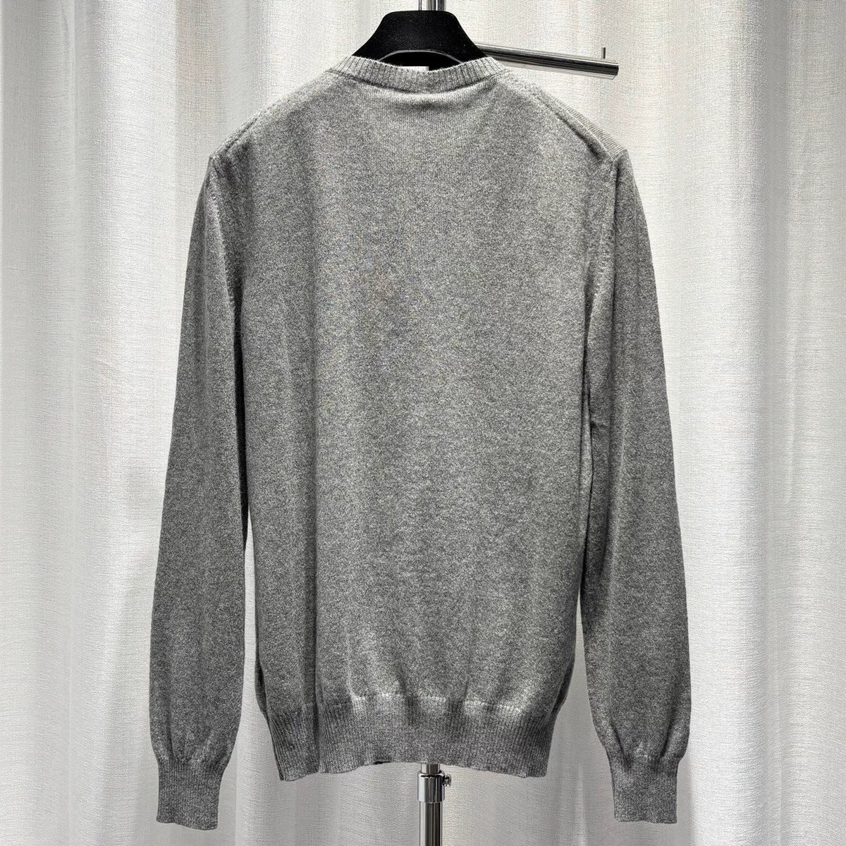 Dior Dark Grey CD Letter Embroidered Logo Ribbed Collar Cashmere Sweater