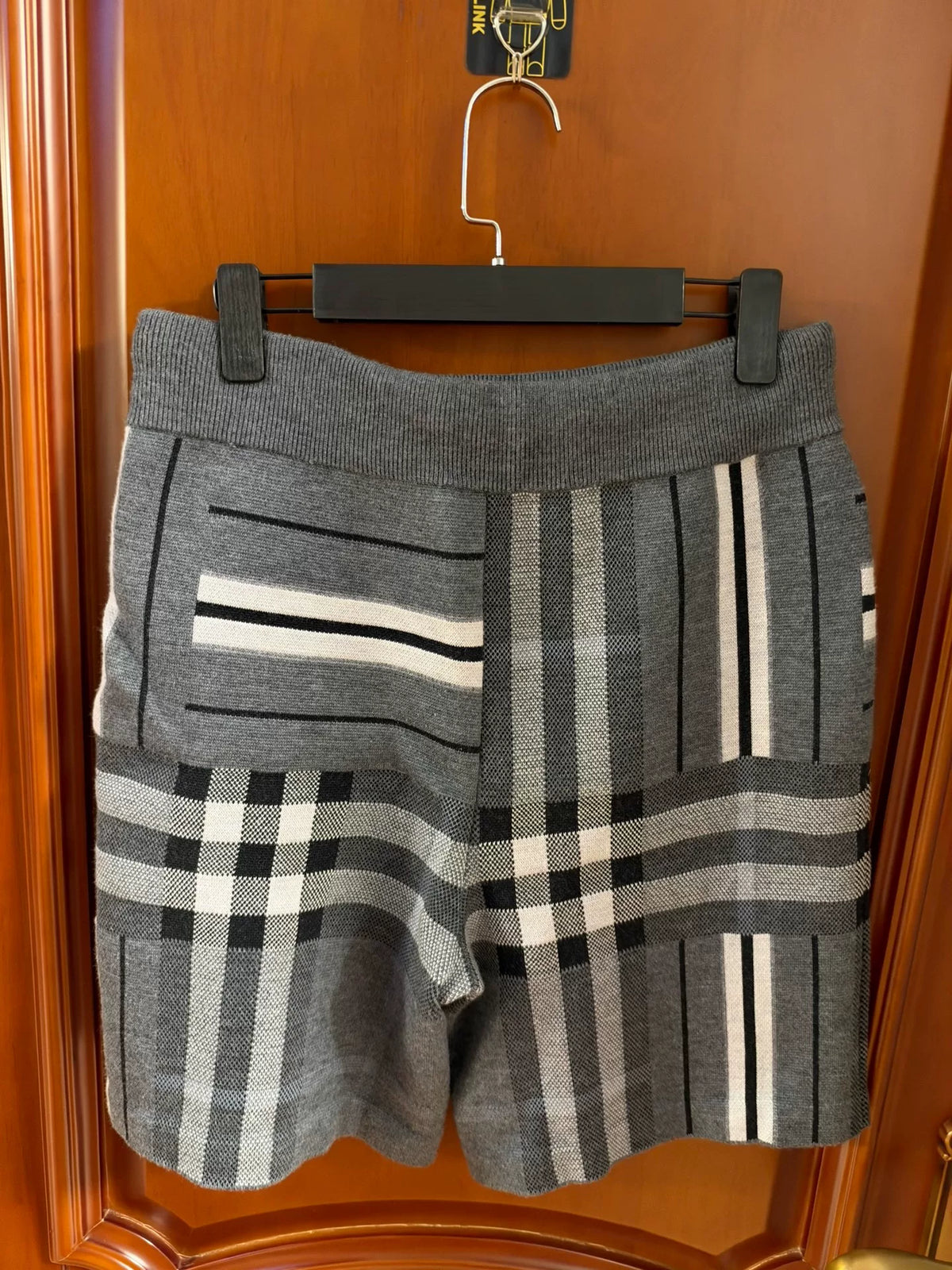 Burberry Grey Plaid Wool Shorts
