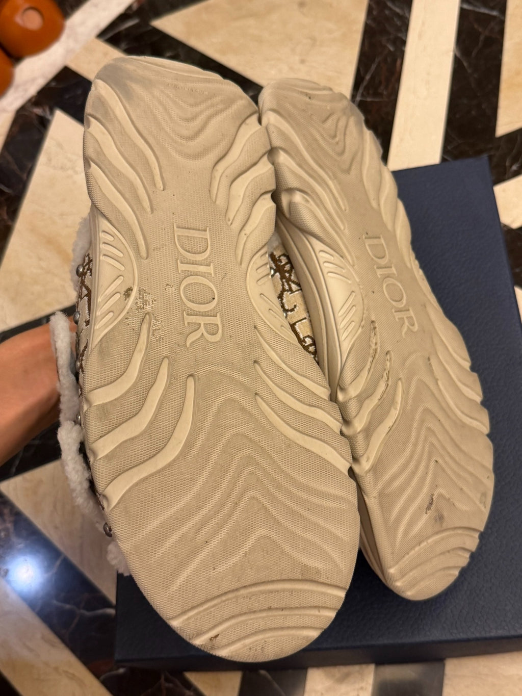 Travis Scott x Dior fur slippers