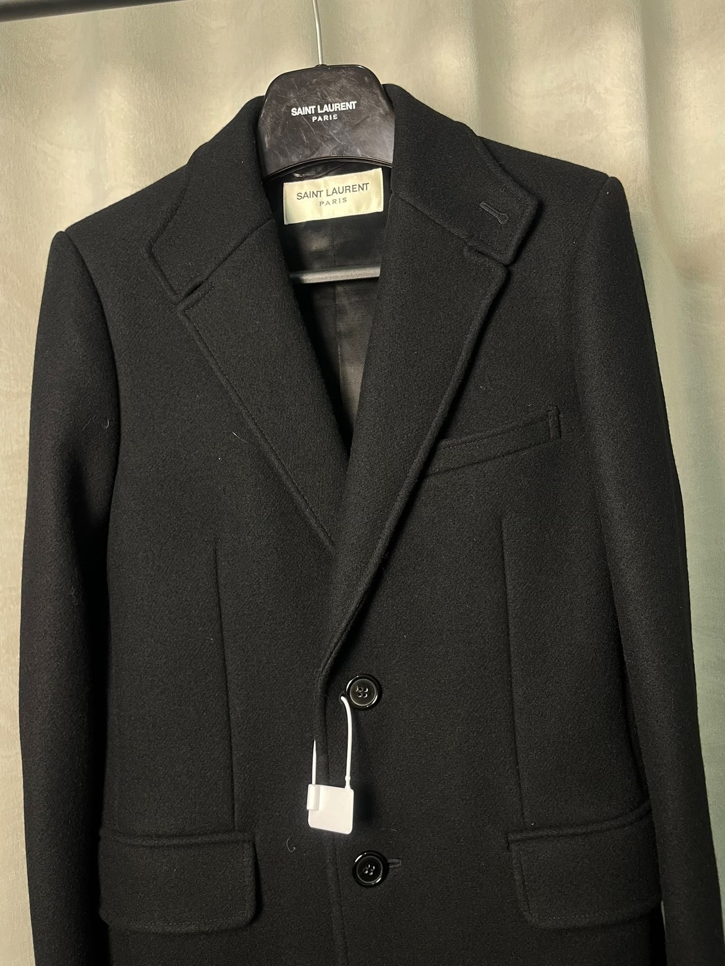 Saint Laurent FW16 Black Single-Breasted Wool Coat