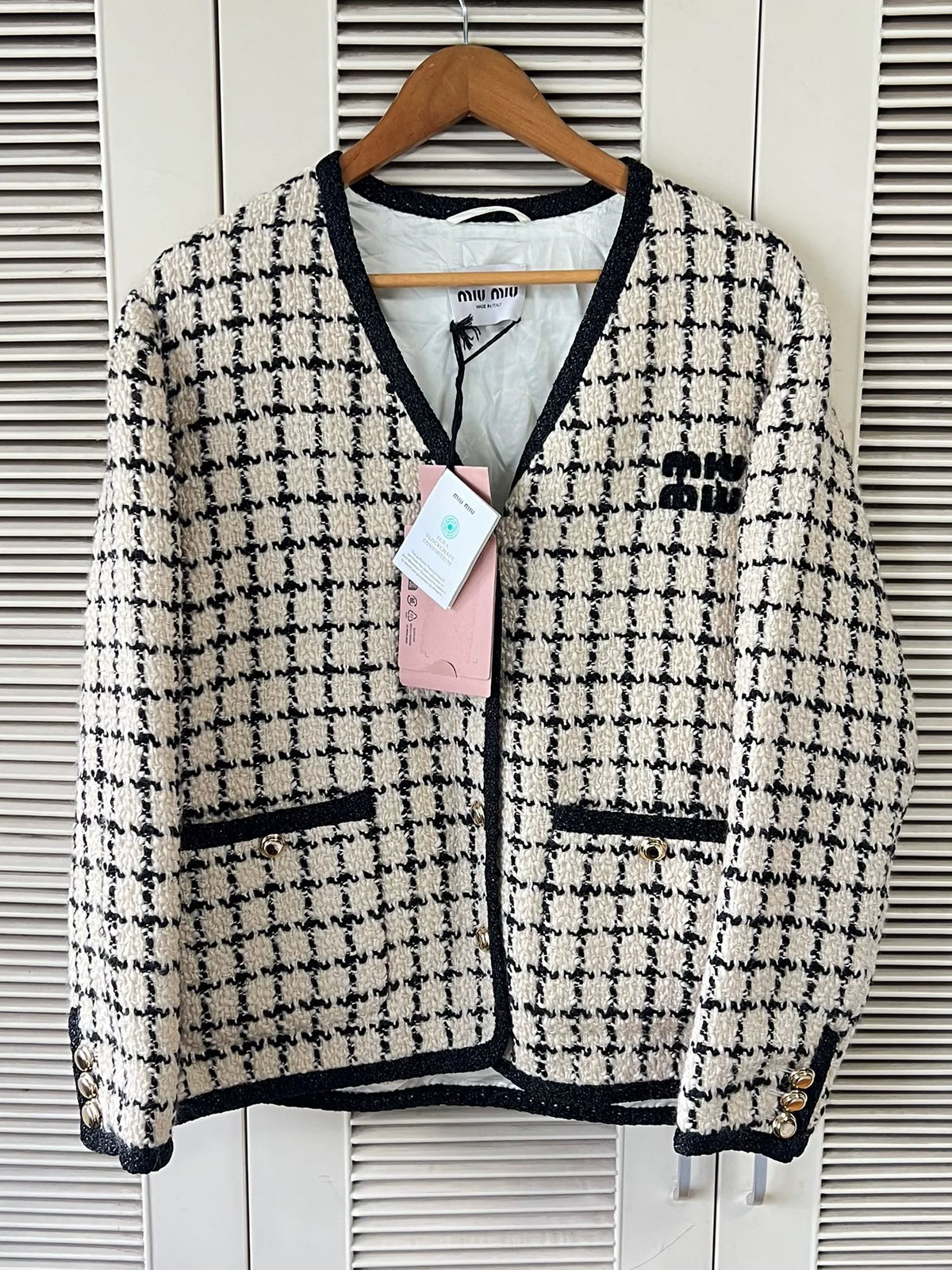 Miu Miu Classic Houndstooth Tweed Jacket
