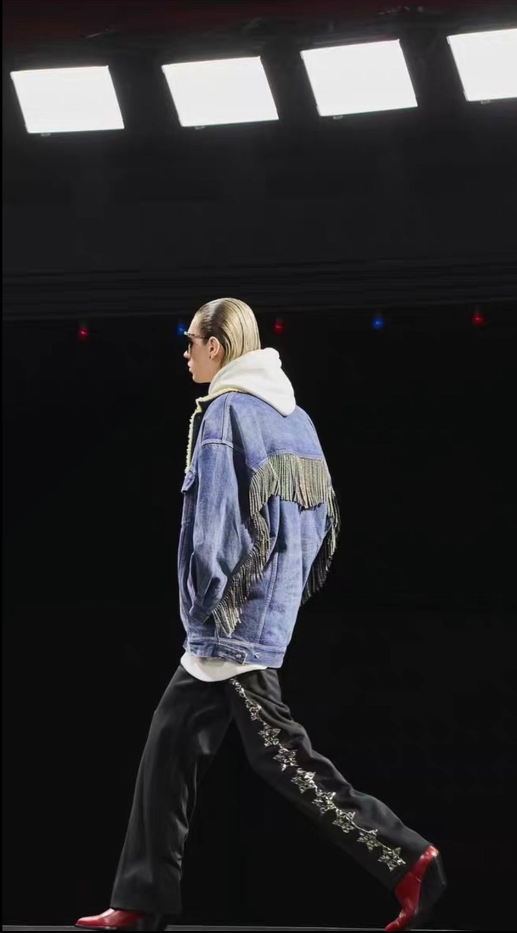 Celine FW22 Rhinestone Fringe Denim Jacket