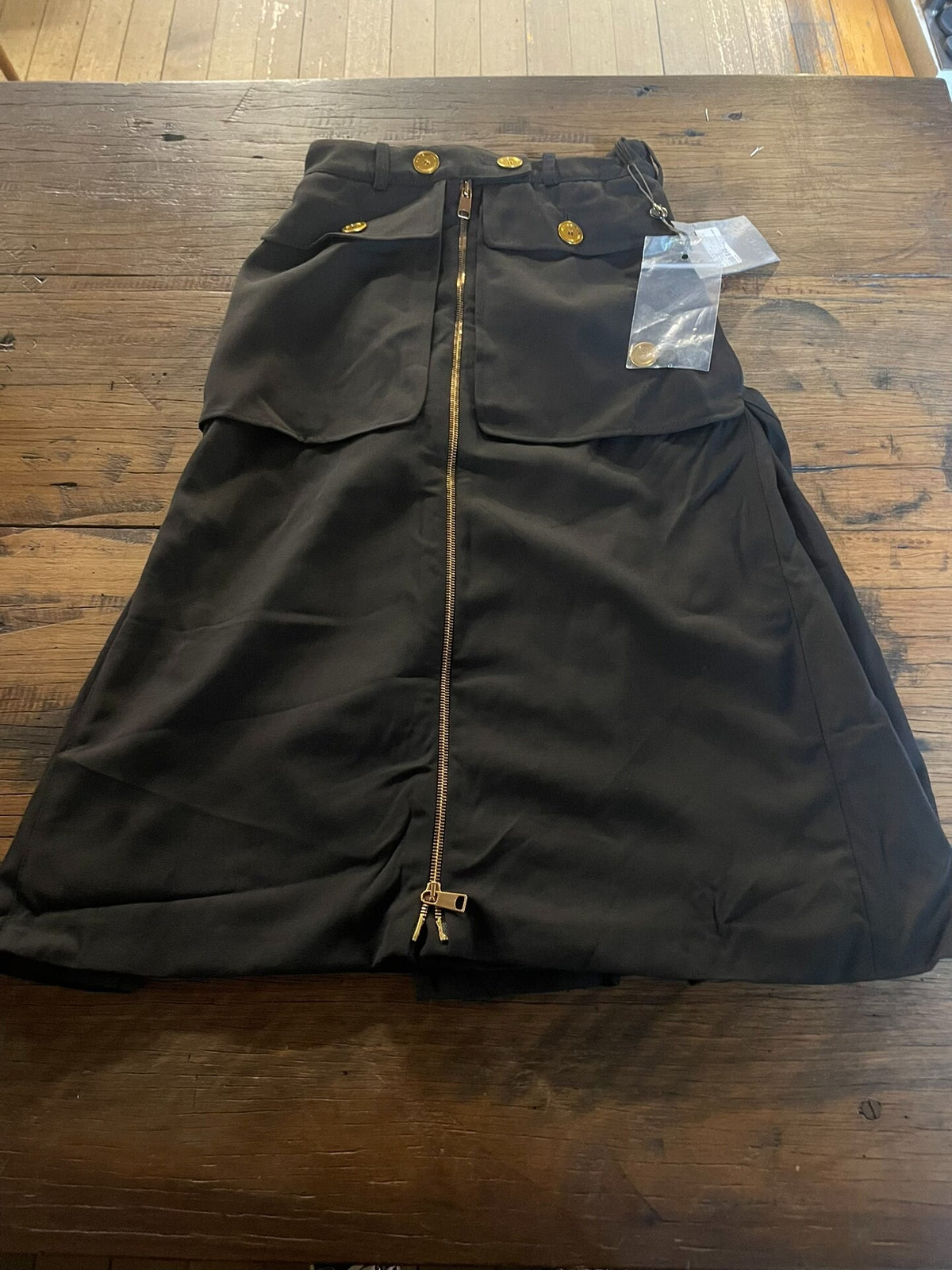 Alexander McQueen FW16 Military High-Waist Gold Button Wool Skirt