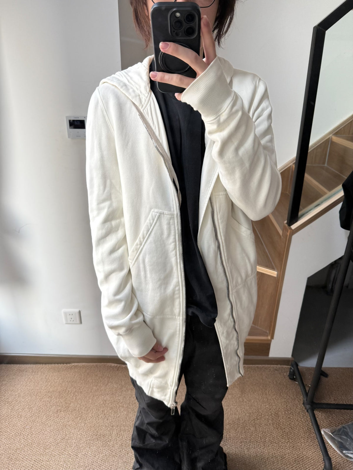 Rick Owens Off-White Hooded Jacket