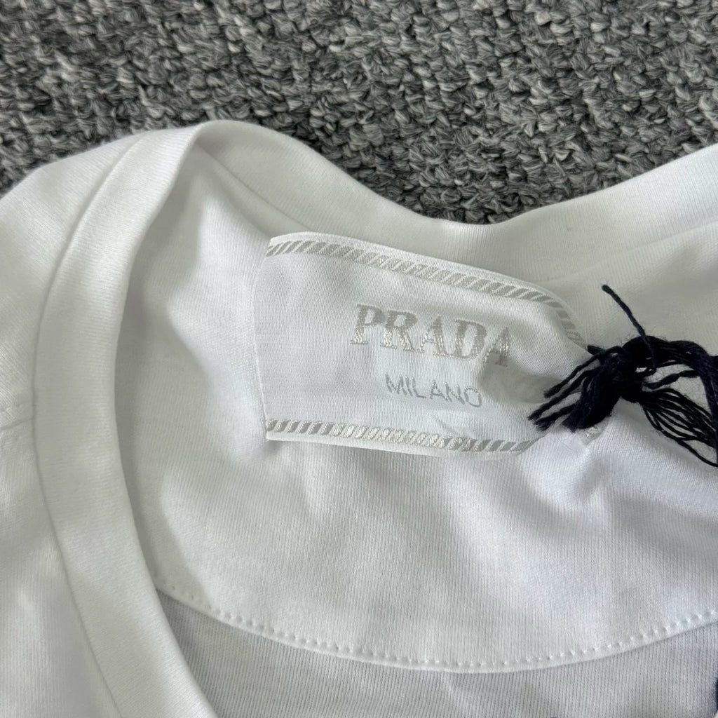 Prada white triangle logo short-sleeve T-shirt