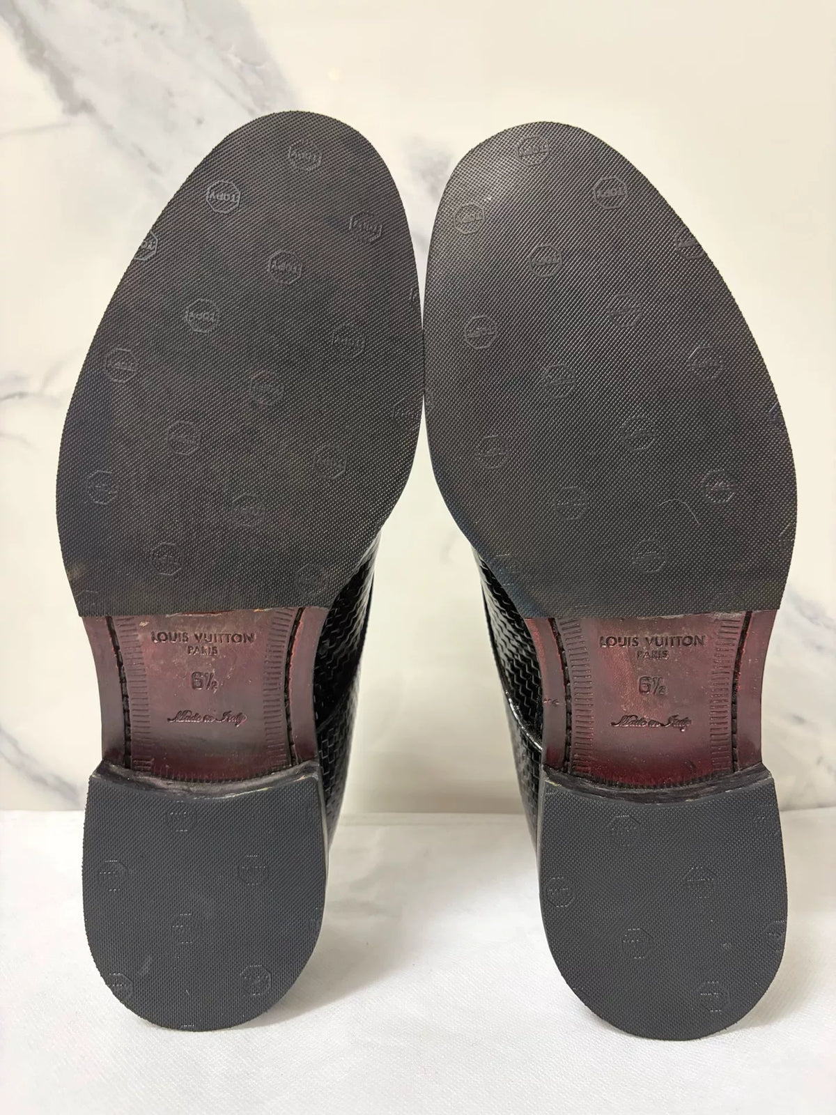 Louis Vuitton Black Snake Print Leather Shoes