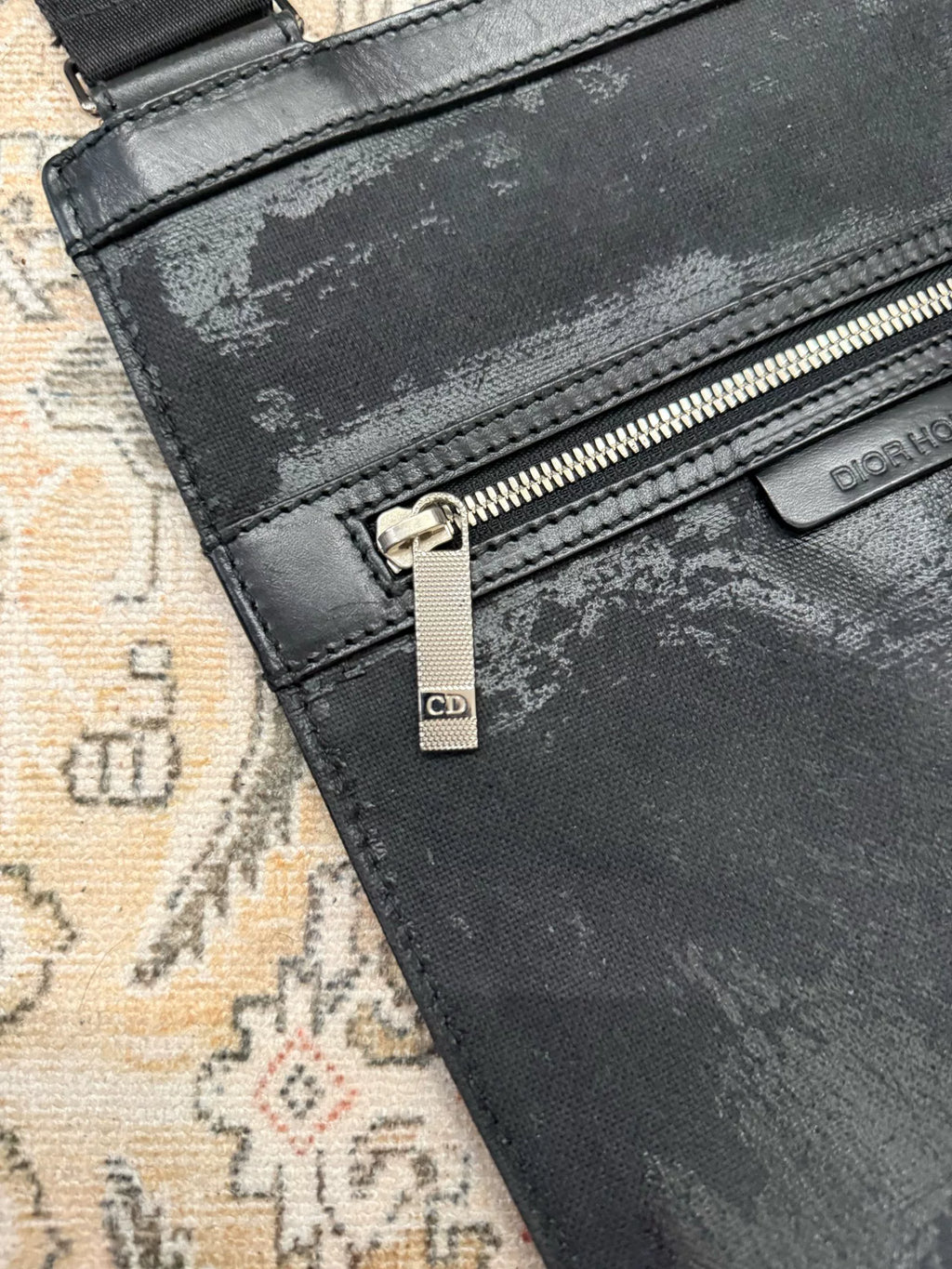 Dior Homme Waxed Coated Distressed Shoulder Bag