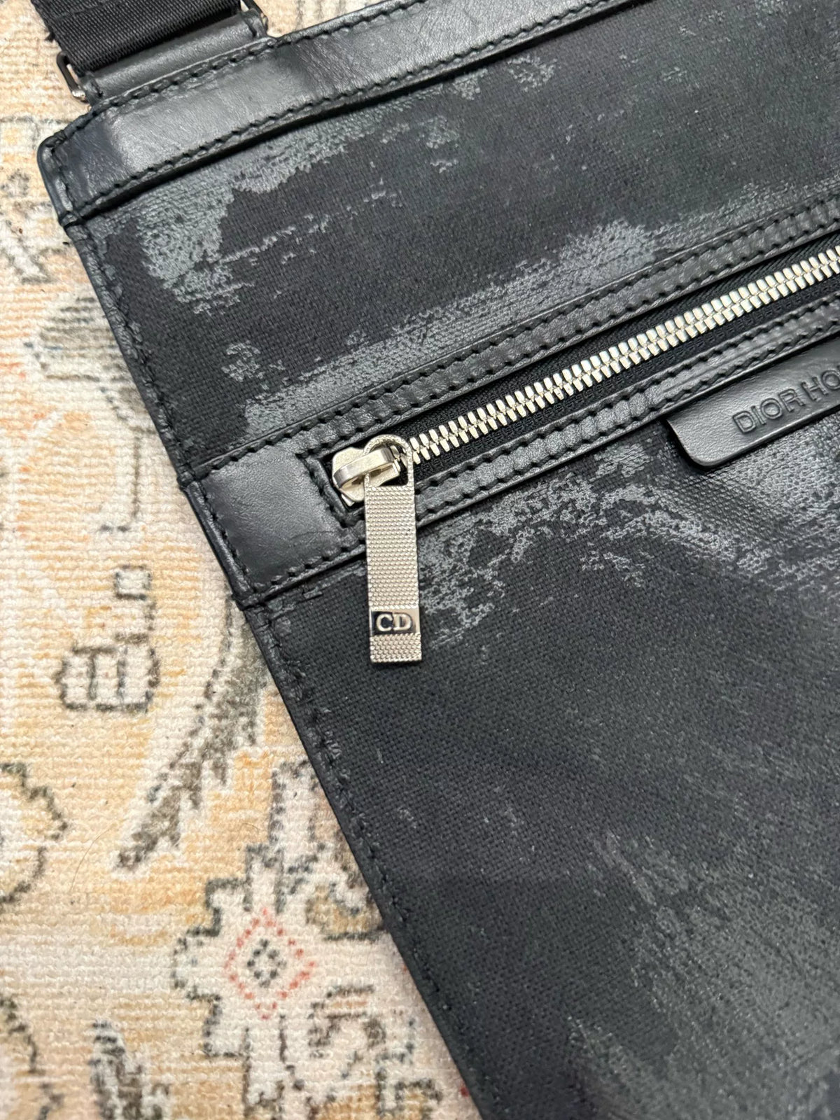 Dior Homme Waxed Coated Distressed Shoulder Bag