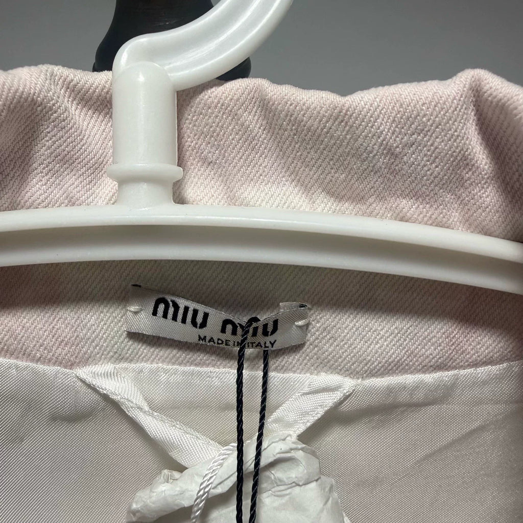 Miu Miu Rhinestone Pink Tie-Dye Denim Jacket