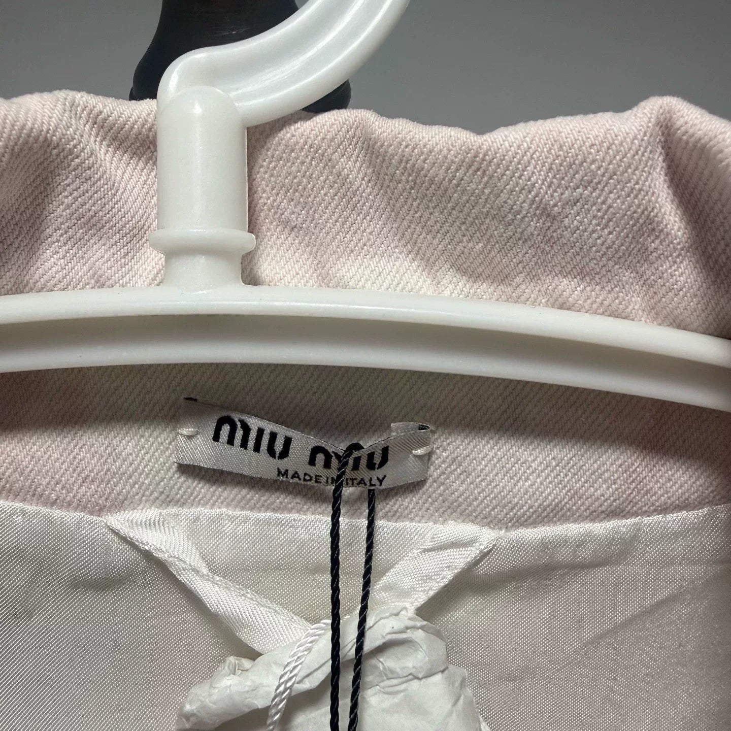 Miu Miu Rhinestone Pink Tie-Dye Denim Jacket