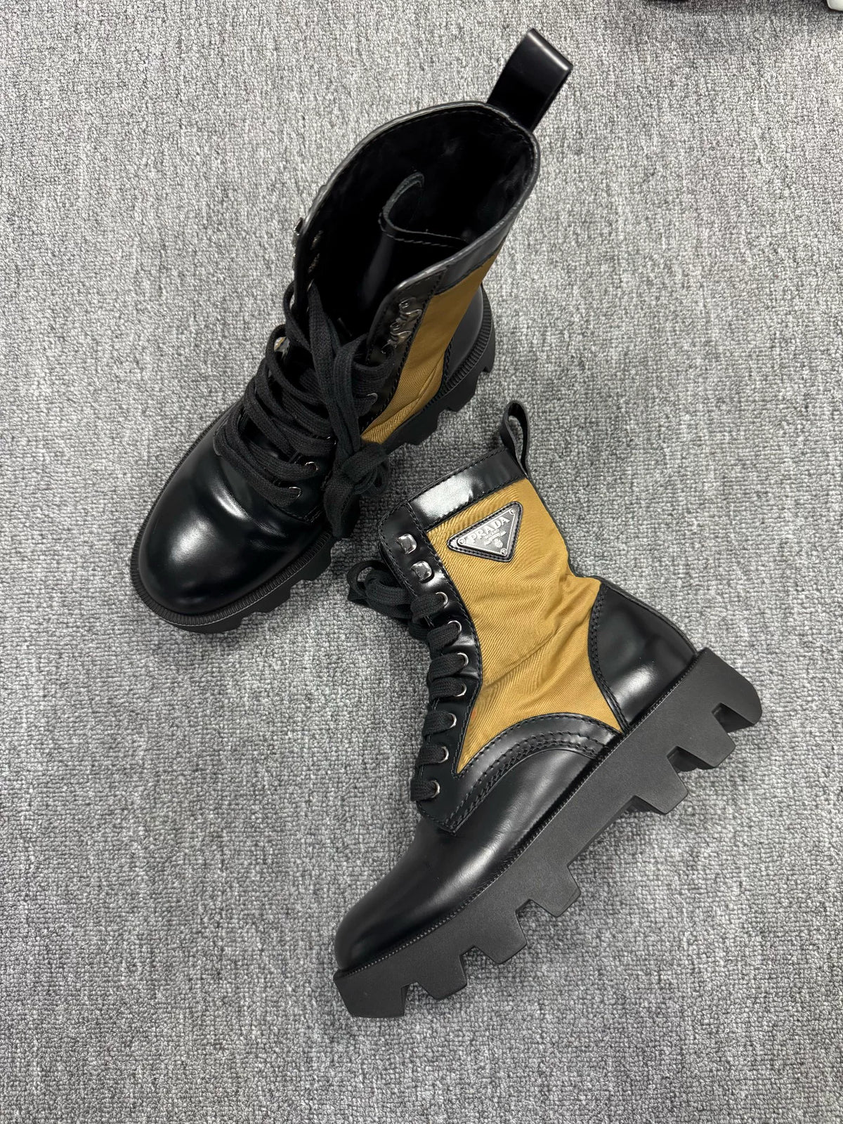 Prada Triangle Logo Combat Boots