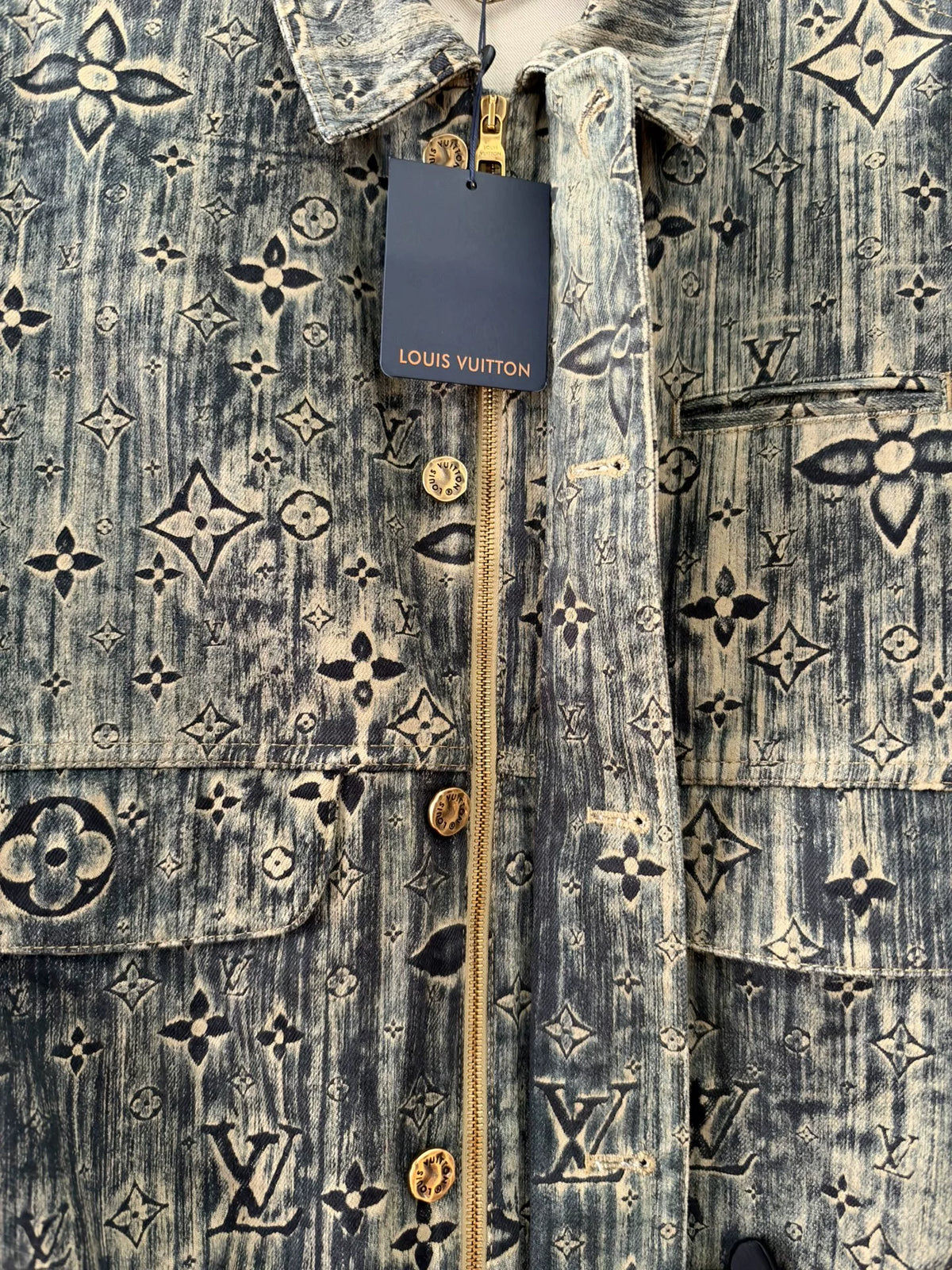Louis Vuitton Rendered All-Over Monogram Denim Jacket