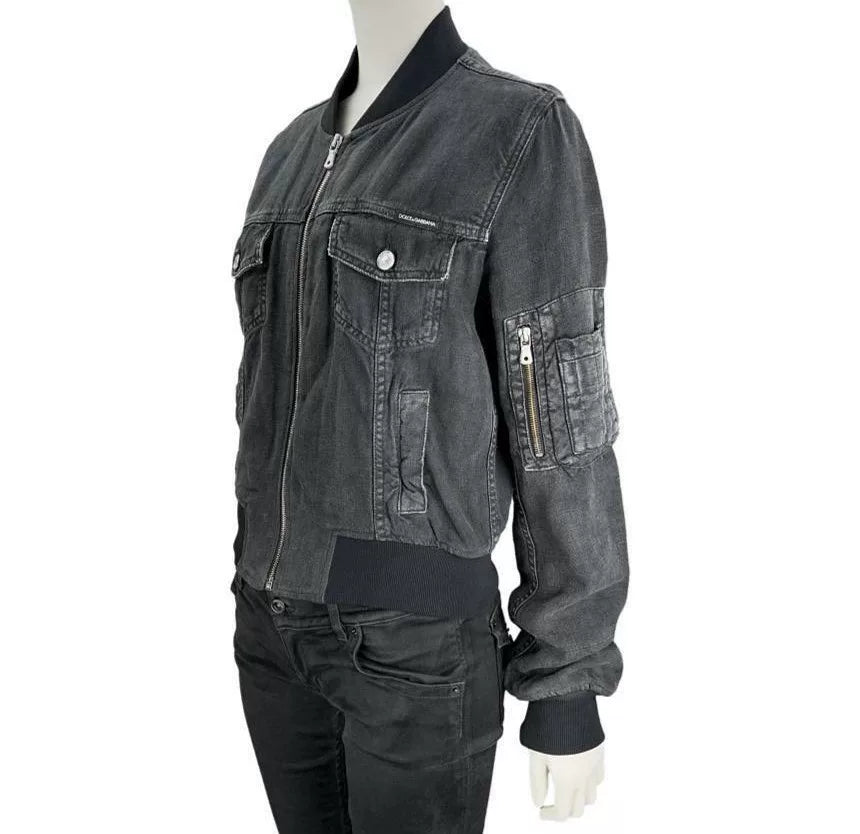 Dolce Gabbana Black Bomber Jacket