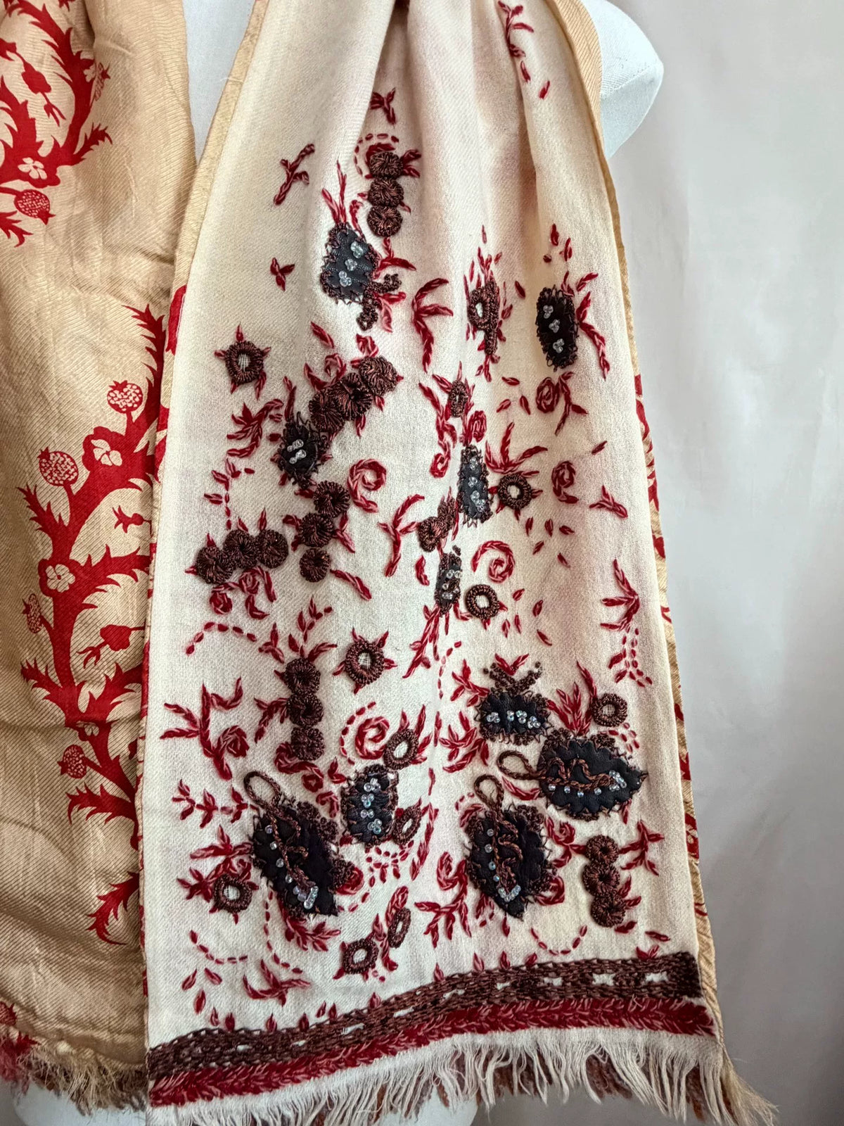 Dries Van Noten Embroidered Tassel Scarf