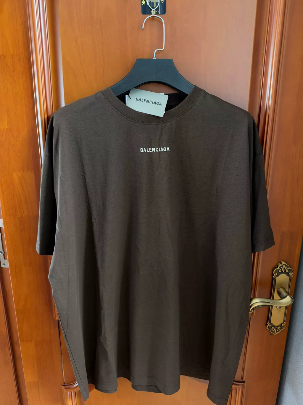 Balenciaga 2026 Chocolate Front And Back Logo Short Sleeve T-Shirt