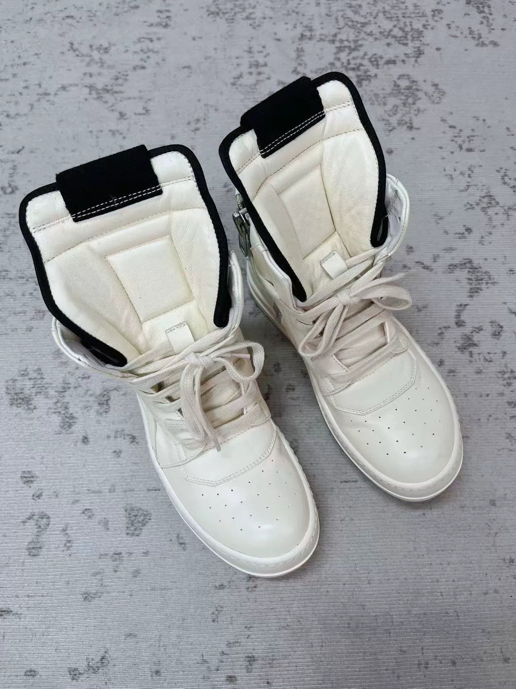 Rick Owens White Milk Inverted-Triangle Sneakers