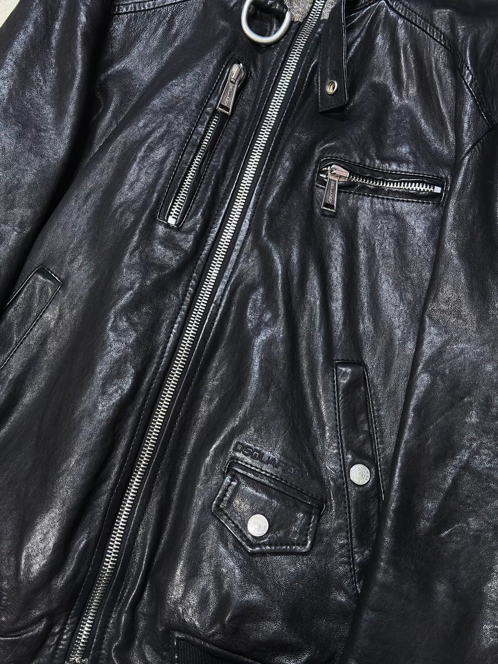 DSQUARED2 AW10 Two-Piece Knit-Panel Lambskin Motorcycle Jacket